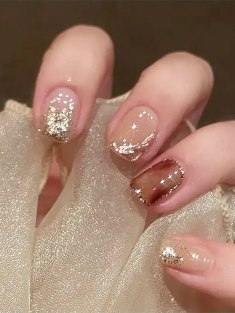 3/$40 NIB 24 Pcs Glitter Press On Nails